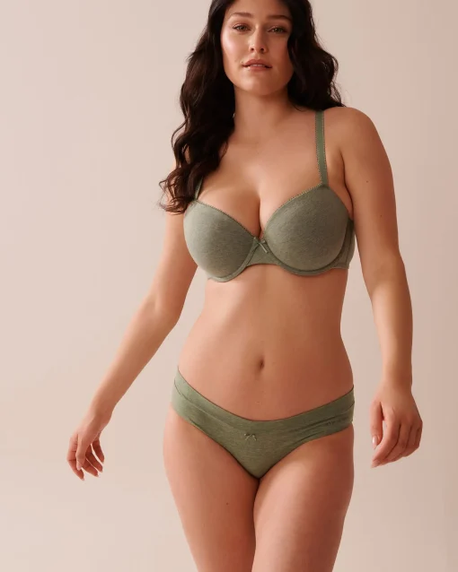 la Vie en Rose T-shirt Bras|Demi Cup>Lightly Lined Demi Cotton Bra Forest Green