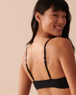 la Vie en Rose Demi Cup|Lightly Lined>Lightly Lined Front Closure Demi Bra Black