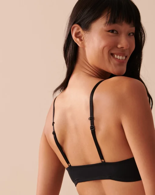 la Vie en Rose Demi Cup|Lightly Lined>Lightly Lined Front Closure Demi Bra Black