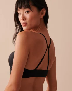 la Vie en Rose Demi Cup|Lightly Lined></noscript>Lightly Lined Front Closure Demi Bra Black
