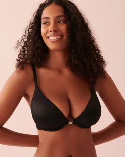 la Vie en Rose Demi Cup|Lightly Lined></noscript>Lightly Lined Front Closure Demi Bra Black