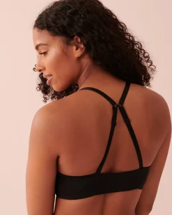 la Vie en Rose Demi Cup|Lightly Lined></noscript>Lightly Lined Front Closure Demi Bra Black
