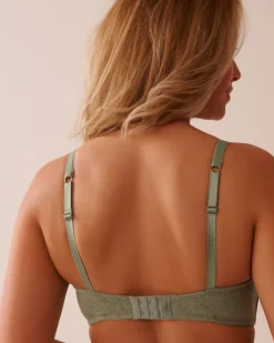 la Vie en Rose T-shirt Bras|Demi Cup>Lightly Lined Wireless Cotton Bra Forest Green