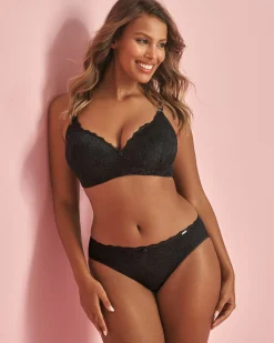la Vie en Rose Sleek Back|Full Coverage>Lightly Lined Wireless Sleek Back Bra Black