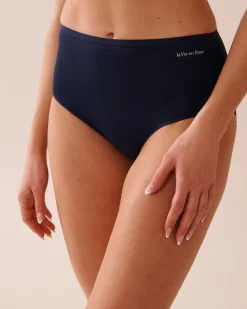 la Vie en Rose High Waist|Bikini>Microfiber Sleek Back High Waist Bikini Panty Navy Blue