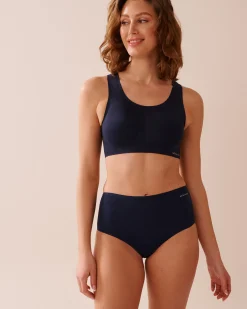 la Vie en Rose High Waist|Bikini></noscript>Microfiber Sleek Back High Waist Bikini Panty Navy Blue