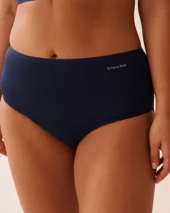 la Vie en Rose High Waist|Bikini></noscript>Microfiber Sleek Back High Waist Bikini Panty Navy Blue