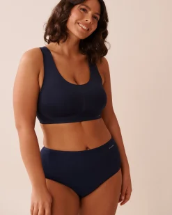 la Vie en Rose High Waist|Bikini></noscript>Microfiber Sleek Back High Waist Bikini Panty Navy Blue