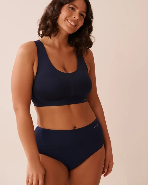 la Vie en Rose High Waist|Bikini>Microfiber Sleek Back High Waist Bikini Panty Navy Blue