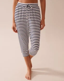 la Vie en Rose The Peachy Dream Collection|Bottoms>Nautical Stripe Super Soft Pajama Capris Nautical Stripes