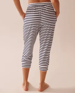 la Vie en Rose The Peachy Dream Collection|Bottoms>Nautical Stripe Super Soft Pajama Capris Nautical Stripes