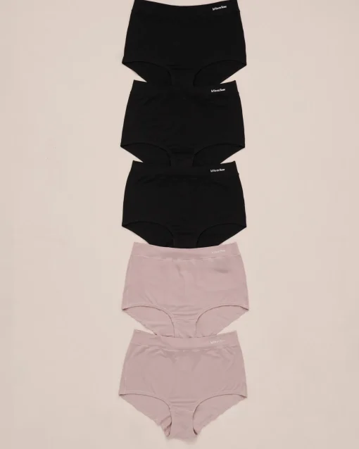 la Vie en Rose Panty Packs|High Waist>5-Pack Modal High Waist Hiphugger Panty Black/Shadow Grey