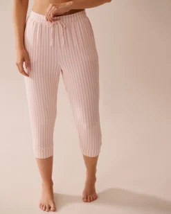 la Vie en Rose The Peachy Dream Collection|Bottoms>Super Soft Pajama Capris Pink Stripe