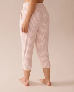 la Vie en Rose The Peachy Dream Collection|Bottoms>Super Soft Pajama Capris Pink Stripe