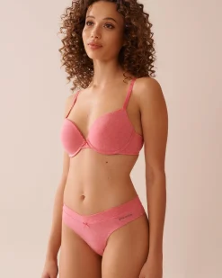 la Vie en Rose T-shirt Bras|Demi Cup>Push-up Demi Cotton Bra Watermelon Pink
