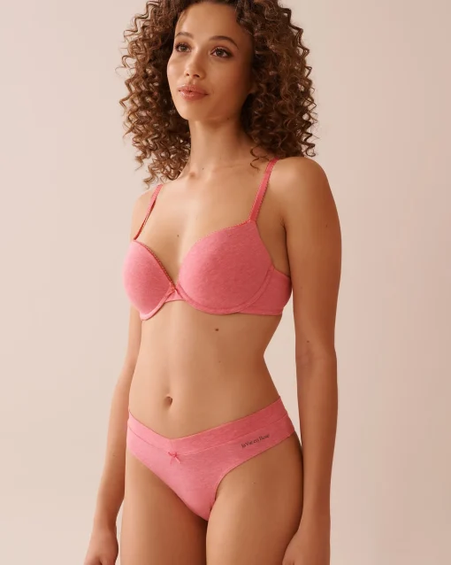 la Vie en Rose T-shirt Bras|Demi Cup>Push-up Demi Cotton Bra Watermelon Pink