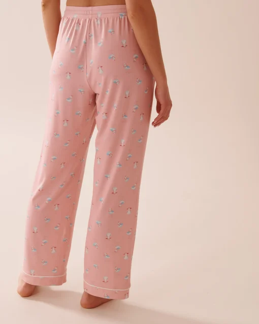 la Vie en Rose The Peachy Dream Collection|Bottoms>Seagull Print Super Soft Pajama Pants Pink/Seagull
