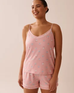 la Vie en Rose The Peachy Dream Collection|Tops>Seagull Print Super Soft Cami with Shelf Bra Pink/Seagull