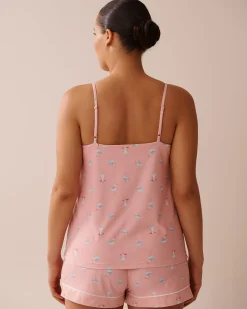 la Vie en Rose The Peachy Dream Collection|Tops>Seagull Print Super Soft Cami with Shelf Bra Pink/Seagull