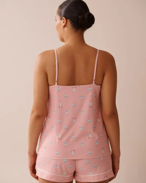 la Vie en Rose The Peachy Dream Collection|Tops>Seagull Print Super Soft Cami with Shelf Bra Pink/Seagull