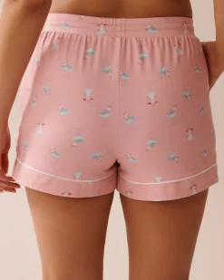 la Vie en Rose The Peachy Dream Collection|Bottoms>Seagull Print Super Soft Pajama Shorts Pink/Seagull