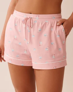 la Vie en Rose The Peachy Dream Collection|Bottoms></noscript>Seagull Print Super Soft Pajama Shorts Pink/Seagull