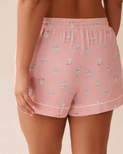 la Vie en Rose The Peachy Dream Collection|Bottoms></noscript>Seagull Print Super Soft Pajama Shorts Pink/Seagull