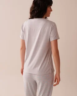 la Vie en Rose The Peachy Dream Collection|Tops>Seashell Print Super Soft T-shirt Grey