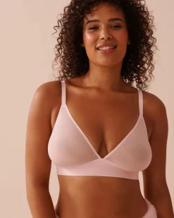 la Vie en Rose Summer Bras|Wireless>Sheer Mesh Bralette Pink