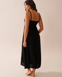 la Vie en Rose Always So Chic|Black Swimwear>Smocked Bust Gauze Maxi Dress Black