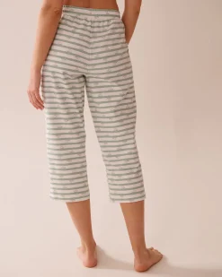 la Vie en Rose Cotton Pajamas|Bottoms>Snail Print Cotton Pajama Capris Frosty Green/Snails