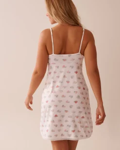 la Vie en Rose The Peachy Dream Collection|Nightshirts>Snail Print Lace Trim Super Soft Nightie White/Snail