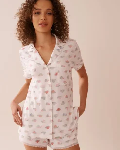 la Vie en Rose The Peachy Dream Collection|Tops>Snail Print Super Soft Button-down Shirt White/Snail