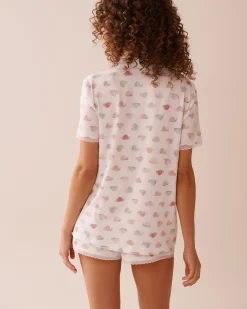 la Vie en Rose The Peachy Dream Collection|Tops>Snail Print Super Soft Button-down Shirt White/Snail