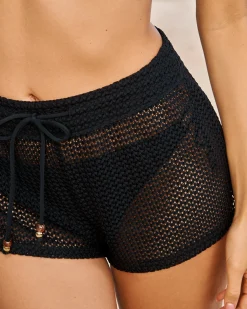 la Vie en Rose Always So Chic|Texture Play></noscript>SOLID Crochet Swim Shorts Black