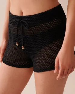 la Vie en Rose Always So Chic|Texture Play></noscript>SOLID Crochet Swim Shorts Black