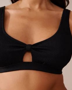 la Vie en Rose Always So Chic|Texture Play></noscript>SOLID Ribbed Bralette Bikini Top Black