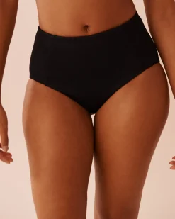 la Vie en Rose Always So Chic|Texture Play>SOLID Ribbed High Waist Bikini Bottom Black