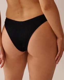 la Vie en Rose Always So Chic|Texture Play></noscript>SOLID Ribbed Thong Bikini Bottom Black