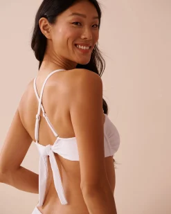 la Vie en Rose Always So Chic|Texture Play></noscript>SOLID Ribbed U-Wire Bandeau Bikini Top White