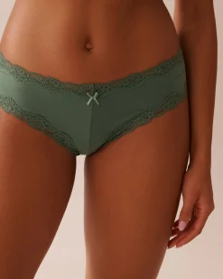 la Vie en Rose The Peachy Dream Collection|Cheeky>Super Soft Lace Trim Cheeky Panty Forest Green