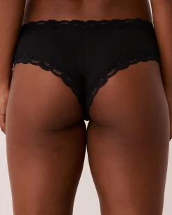 la Vie en Rose The Peachy Dream Collection|Cheeky>Super Soft Lace Trim Cheeky Panty Black