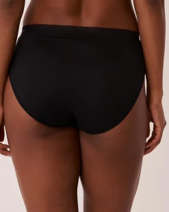 la Vie en Rose The Peachy Dream Collection|High Waist>Super Soft Lace Trim High Waist Bikini Panty Black
