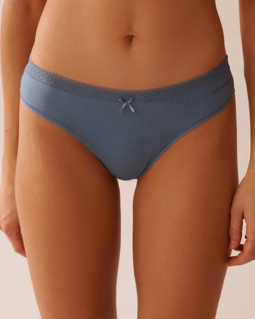 la Vie en Rose The Peachy Dream Collection|Thong>Super Soft Lace Trim Thong Panty Mirage Blue