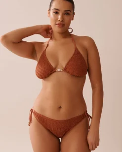 la Vie en Rose Texture Play|On Neutral Ground></noscript>Crochet Triangle Bikini Top Terracotta