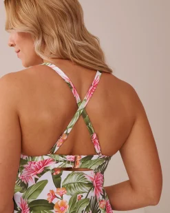 la Vie en Rose Supportive Swimwear|Tankinis></noscript>WATER LILY D Cup Cross-over Tankini Top Tropical Water Lily