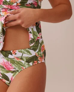 la Vie en Rose Supportive Swimwear|Tankinis></noscript>WATER LILY D Cup Cross-over Tankini Top Tropical Water Lily
