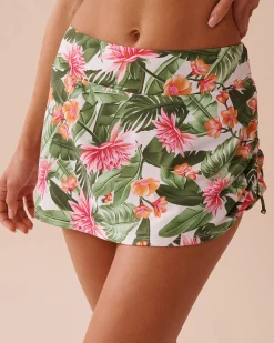 la Vie en Rose Bottoms>WATER LILY High Waist Skirt Bikini Bottom Tropical Water Lily