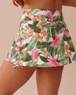 la Vie en Rose Bottoms>WATER LILY High Waist Skirt Bikini Bottom Tropical Water Lily