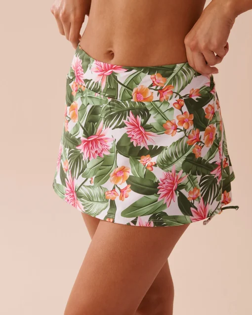 la Vie en Rose Bottoms>WATER LILY High Waist Skirt Bikini Bottom Tropical Water Lily